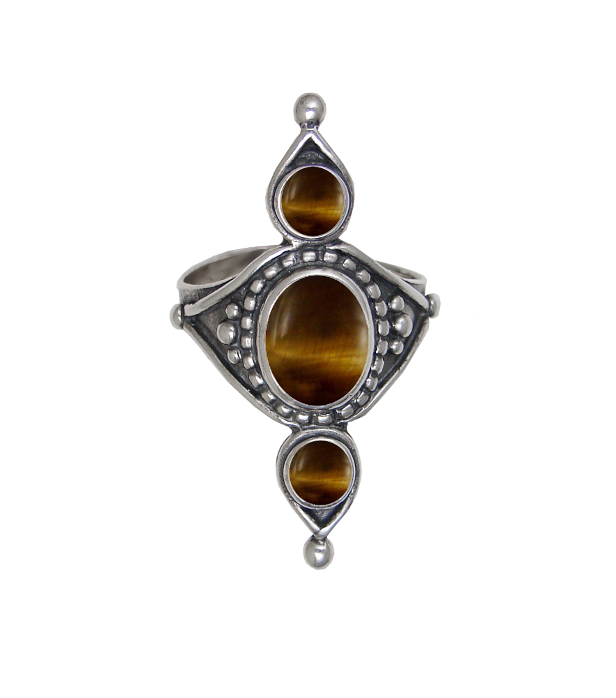 Sterling Silver Royal Ring With Tiger Eye Size 6